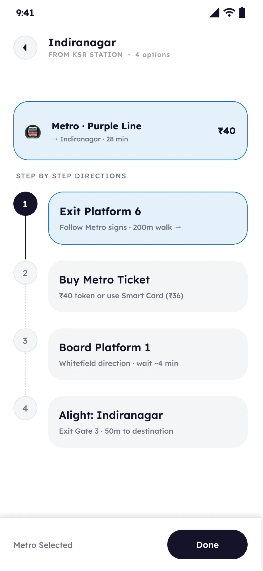 V2 directions screen